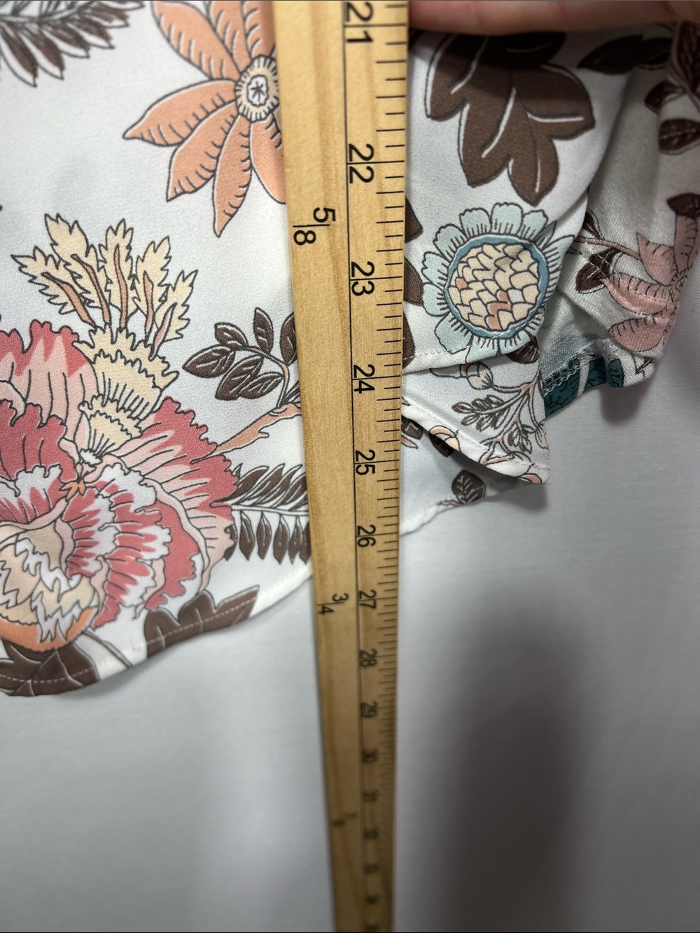 LOFT Floral Tie-Neck Sleeveless Camisole Blouse with Blue, Pink & Brown Accents - Picture 7 of 7